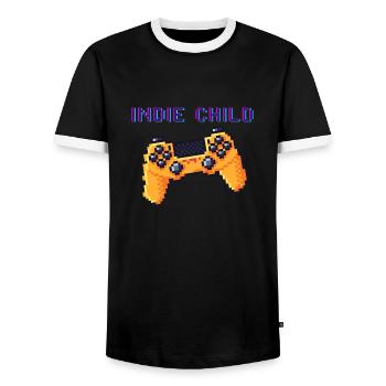 Indie Child Pixel Gaming Shirt Herren Damen - Männer Kontrast-T-Shirt - Schwarz/Weiß - Vorne - AI Model Female 172 light (172cm) & AI Model Male 178 light (178cm)