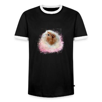 guinea pig, graffiti,painting,pink,pink - Men's Ringer Shirt - black/white - Front - AI Model Female 172 light (172cm) & AI Model Male 178 light (178cm)