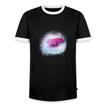 guinea pig, graffiti,painting,pink,pink - Men's Ringer Shirt - black/white - Front - AI Model Female 172 light (172cm) & AI Model Male 178 light (178cm)