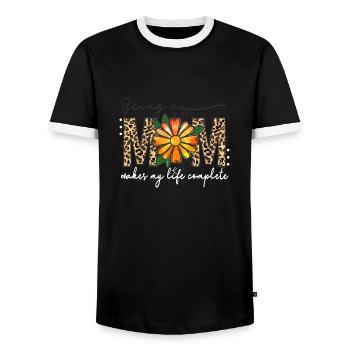 Stolze Mama Mutter Mami Lebensaufgabe Kinder Kind - Männer Kontrast-T-Shirt - Schwarz/Weiß - Vorne - AI Model Female 172 light (172cm) & AI Model Male 178 light (178cm)