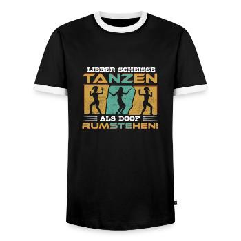 Tanzen, nicht rumstehen! - Tänzerin Tänzer Tanzen - Männer Kontrast-T-Shirt - Schwarz/Weiß - Vorne - AI Model Female 172 light (172cm) & AI Model Male 178 light (178cm)