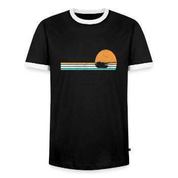 Panzer Militär Geschenk Soldat Retro - Männer Kontrast-T-Shirt - Schwarz/Weiß - Vorne - AI Model Female 172 light (172cm) & AI Model Male 178 light (178cm)
