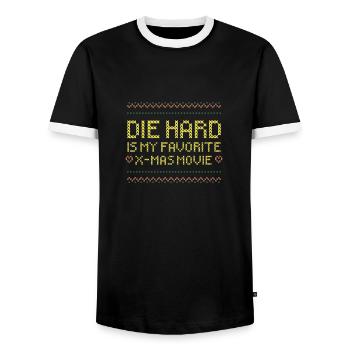 MY FAVORITE CHRISTMAS MOVIE - Men's Ringer Shirt - black/white - Front - AI Model Female 172 light (172cm) & AI Model Male 178 light (178cm)