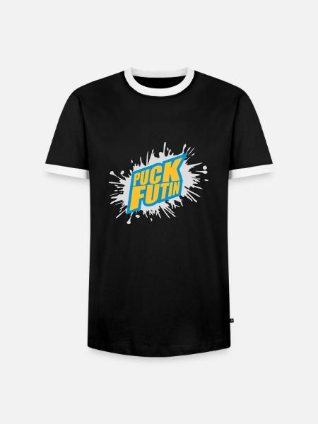 puck futin logo design - Men's Ringer Shirt - black/white