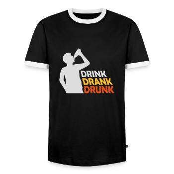 drink drank drunk Zitat - Männer Kontrast-T-Shirt - Schwarz/Weiß - Vorne - AI Model Female 172 light (172cm) & AI Model Male 178 light (178cm)