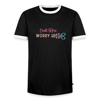 Craft More Worry Less - Men's Ringer Shirt - black/white - Front - AI Model Female 172 light (172cm) & AI Model Male 178 light (178cm)