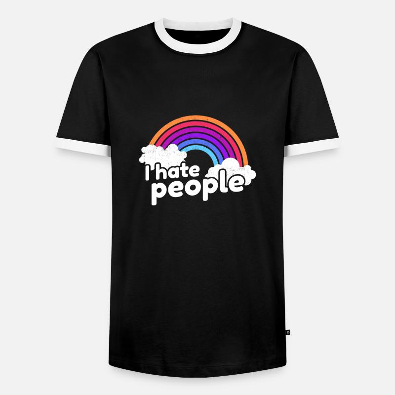 I hate people with rainbow - Männer Kontrast-T-Shirt - Schwarz/Weiß