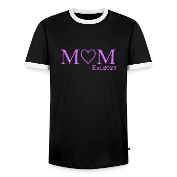 mom est 2023 - Männer Kontrast-T-Shirt - Schwarz/Weiß - Vorne - AI Model Female 172 light (172cm) & AI Model Male 178 light (178cm)