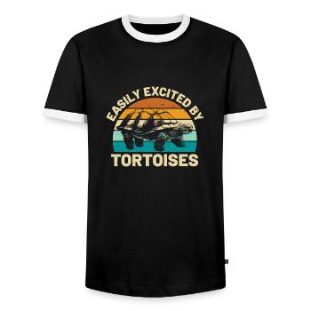 Easily Excited By Tortoises Vintage Sunset Retro T - Männer Kontrast-T-Shirt - Schwarz/Weiß - Vorne - AI Model Female 172 light (172cm) & AI Model Male 178 light (178cm)