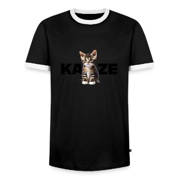 Katze - Für alle die Katzen lieben und das Zeigen - Männer Kontrast-T-Shirt - Schwarz/Weiß - Vorne - AI Model Female 172 light (172cm) & AI Model Male 178 light (178cm)