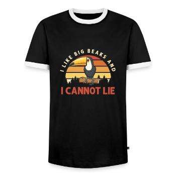Toucan Bird Rainforest - Men's Ringer Shirt - black/white - Front - AI Model Female 172 light (172cm) & AI Model Male 178 light (178cm)