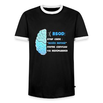 Votre cerveau va redémarrer. Accès refusé BSOD - T-shirt contrasté Homme - noir/blanc - Devant - AI Model Female 172 light (172cm) & AI Model Male 178 light (178cm)
