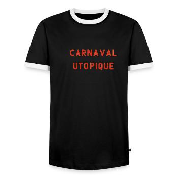 Utopischer Karneval - Männer Kontrast-T-Shirt - Schwarz/Weiß - Vorne - AI Model Female 172 light (172cm) & AI Model Male 178 light (178cm)