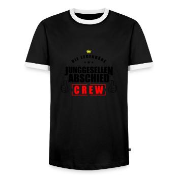 junggesellen crew 3 - Männer Kontrast-T-Shirt - Schwarz/Weiß - Vorne - AI Model Female 172 light (172cm) & AI Model Male 178 light (178cm)