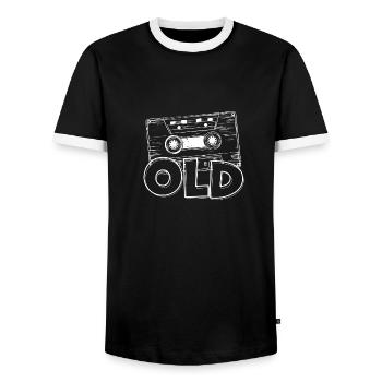 Audio cassette - Men's Ringer Shirt - black/white - Front - AI Model Female 172 light (172cm) & AI Model Male 178 light (178cm)