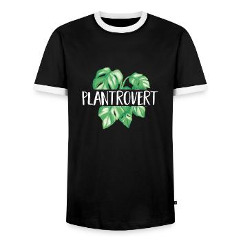 Monstera Deliciosa Albo Plante d’intérieur botanique - T-shirt contrasté Homme - noir/blanc - Devant - AI Model Female 172 light (172cm) & AI Model Male 178 light (178cm)