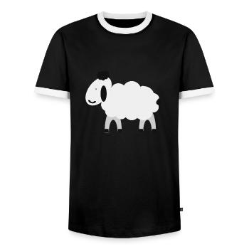 sheep - Men's Ringer Shirt - black/white - Front - AI Model Female 172 light (172cm) & AI Model Male 178 light (178cm)