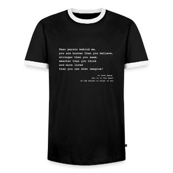 Dear Person Behind Me Christliches Frauen Männer - Männer Kontrast-T-Shirt - Schwarz/Weiß - Vorne - AI Model Female 172 light (172cm) & AI Model Male 178 light (178cm)