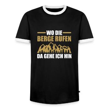 Bergsteiger Wandern Wanderer Klettern Bergsteigen - Männer Kontrast-T-Shirt - Schwarz/Weiß - Vorne - AI Model Female 172 light (172cm) & AI Model Male 178 light (178cm)