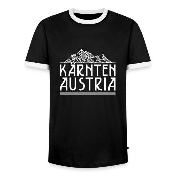 Carinthia Austria Flag Coat of Arms Mountains - Men's Ringer Shirt - black/white - Front - AI Model Female 172 light (172cm) & AI Model Male 178 light (178cm)