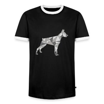 GEOMETRIC DOBERMAN - Men's Ringer Shirt - black/white - Front - AI Model Female 172 light (172cm) & AI Model Male 178 light (178cm)