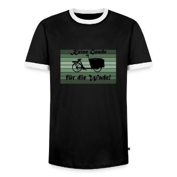 No mercy for the calf, cargo bike - Men's Ringer Shirt - black/white - Front - AI Model Female 172 light (172cm) & AI Model Male 178 light (178cm)