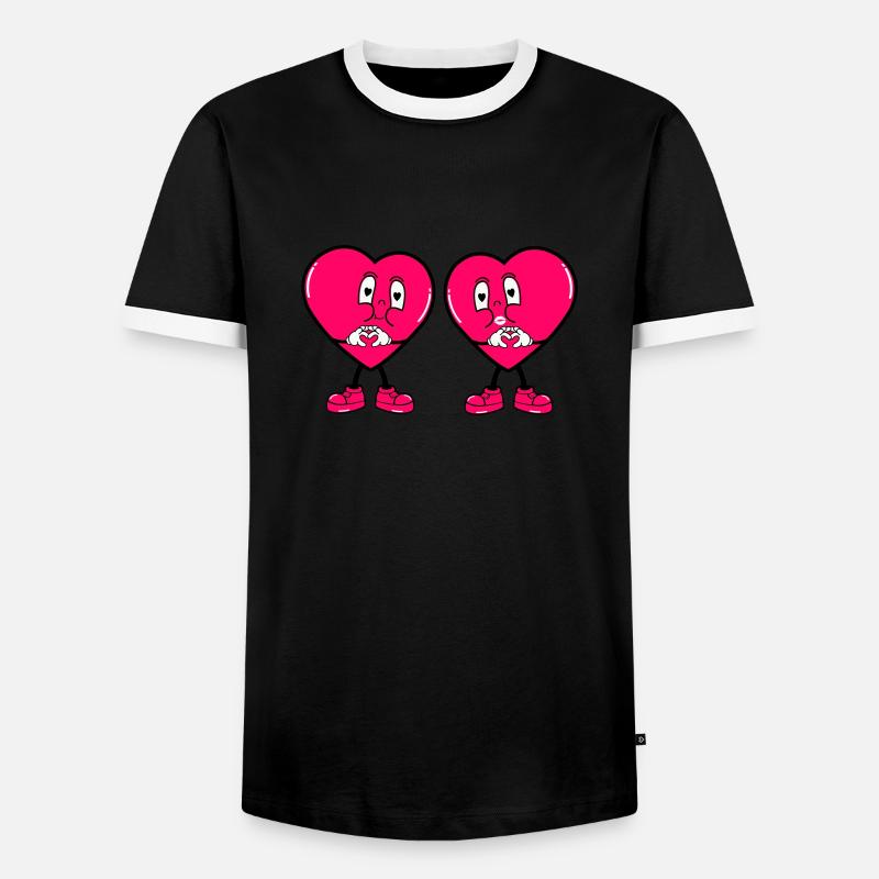 comic hearts love - Männer Kontrast-T-Shirt - Schwarz/Weiß