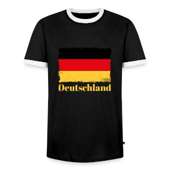 Deutschland Germany Flag German Pride - - Men's Ringer Shirt - black/white - Front - AI Model Female 172 light (172cm) & AI Model Male 178 light (178cm)