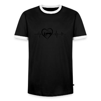 Heartbeat Piano - Men's Ringer Shirt - black/white - Front - AI Model Female 172 light (172cm) & AI Model Male 178 light (178cm)
