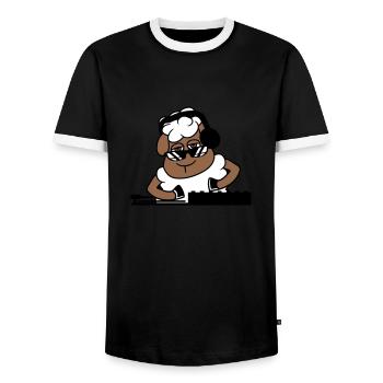 Cool DJ Sheep Sheep Mixer Musique de fête - T-shirt contrasté Homme - noir/blanc - Devant - AI Model Female 172 light (172cm) & AI Model Male 178 light (178cm)