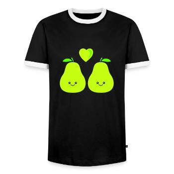 Poire Comique Amour - T-shirt contrasté Homme - noir/blanc - Devant - AI Model Female 172 light (172cm) & AI Model Male 178 light (178cm)