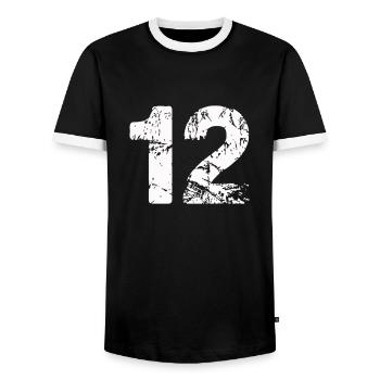 12 - Männer Kontrast-T-Shirt - Schwarz/Weiß - Vorne - AI Model Female 172 light (172cm) & AI Model Male 178 light (178cm)
