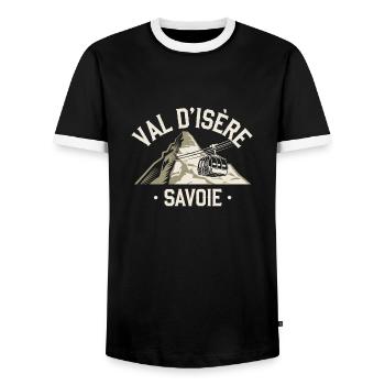 Val d'Isère - Savoie - T-shirt contrasté Homme - noir/blanc - Devant - AI Model Female 172 light (172cm) & AI Model Male 178 light (178cm)