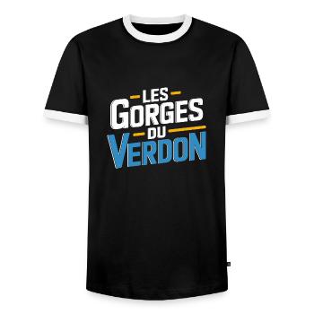 Les Gorges du Verdon - T-shirt contrasté Homme - noir/blanc - Devant - AI Model Female 172 light (172cm) & AI Model Male 178 light (178cm)