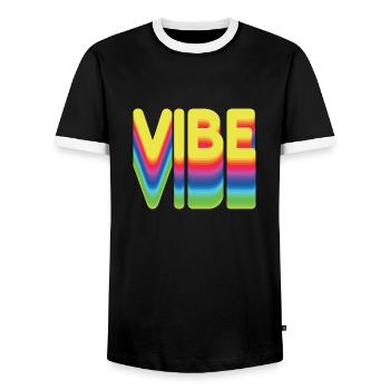 Nur gute Vibes - retro style - Männer Kontrast-T-Shirt - Schwarz/Weiß - Vorne - AI Model Female 172 light (172cm) & AI Model Male 178 light (178cm)