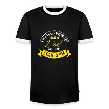 Im a fence installer and dad nothing scares Design - Men's Ringer Shirt - black/white - Front - AI Model Female 172 light (172cm) & AI Model Male 178 light (178cm)