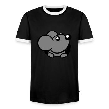 Maus Wand Loch Mauseloch Guckt Süß Lustig Comic - Männer Kontrast-T-Shirt - Schwarz/Weiß - Vorne - AI Model Female 172 light (172cm) & AI Model Male 178 light (178cm)