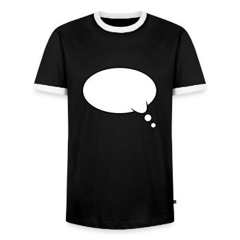Thought Bubble Design - Men's Ringer Shirt - black/white - Front - AI Model Female 172 light (172cm) & AI Model Male 178 light (178cm)