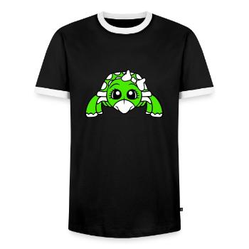 Turtle Woman Female Cute Bow Girl - Men's Ringer Shirt - black/white - Front - AI Model Female 172 light (172cm) & AI Model Male 178 light (178cm)
