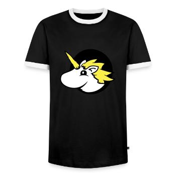 Licorne trou page drôle mignon dessin animé - T-shirt contrasté Homme - noir/blanc - Devant - AI Model Female 172 light (172cm) & AI Model Male 178 light (178cm)