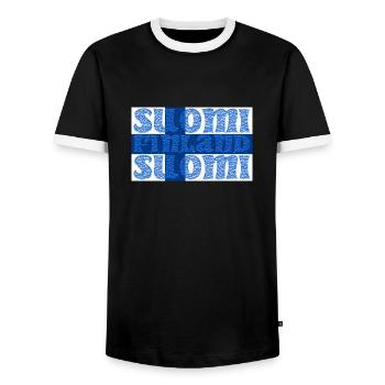Finland Finland flag - Men's Ringer Shirt - black/white - Front - AI Model Female 172 light (172cm) & AI Model Male 178 light (178cm)