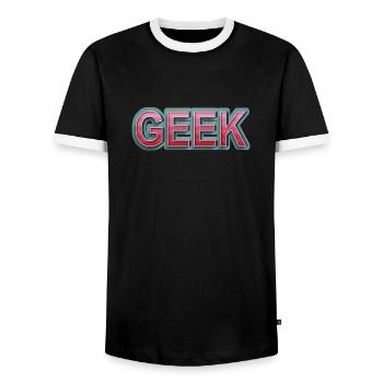 GEEK bande dessinée rétro - T-shirt contrasté Homme - noir/blanc - Devant - AI Model Female 172 light (172cm) & AI Model Male 178 light (178cm)