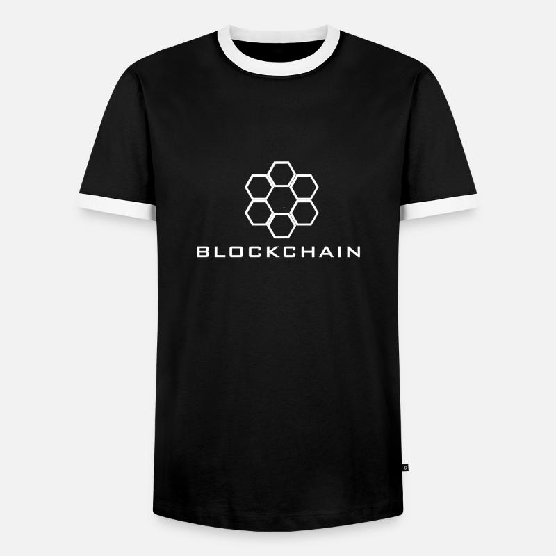 Crypto blockchain logo - Men's Ringer Shirt - black/white