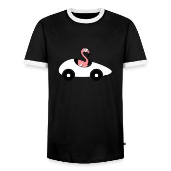 voiture conduite de la pelouse voiture de sport permis de conduire flaming - T-shirt contrasté Homme - noir/blanc - Devant - AI Model Female 172 light (172cm) & AI Model Male 178 light (178cm)