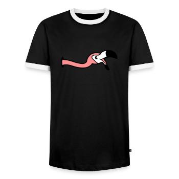 hole wall laugh mouth on food drink bow down - Men's Ringer Shirt - black/white - Front - AI Model Female 172 light (172cm) & AI Model Male 178 light (178cm)