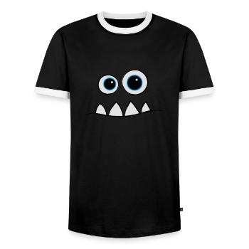 Monster Face - Männer Kontrast-T-Shirt - Schwarz/Weiß - Vorne - AI Model Female 172 light (172cm) & AI Model Male 178 light (178cm)
