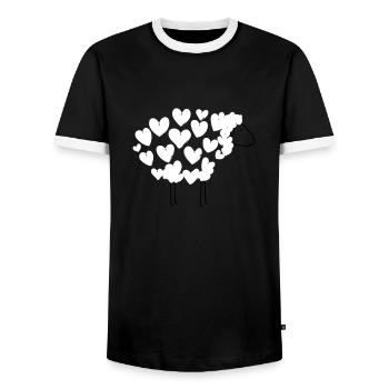 Love Sheep - Men's Ringer Shirt - black/white - Front - AI Model Female 172 light (172cm) & AI Model Male 178 light (178cm)