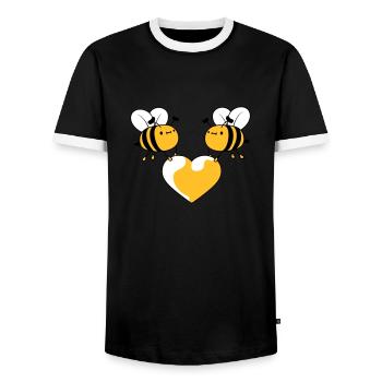 2 bees in love - Men's Ringer Shirt - black/white - Front - AI Model Female 172 light (172cm) & AI Model Male 178 light (178cm)