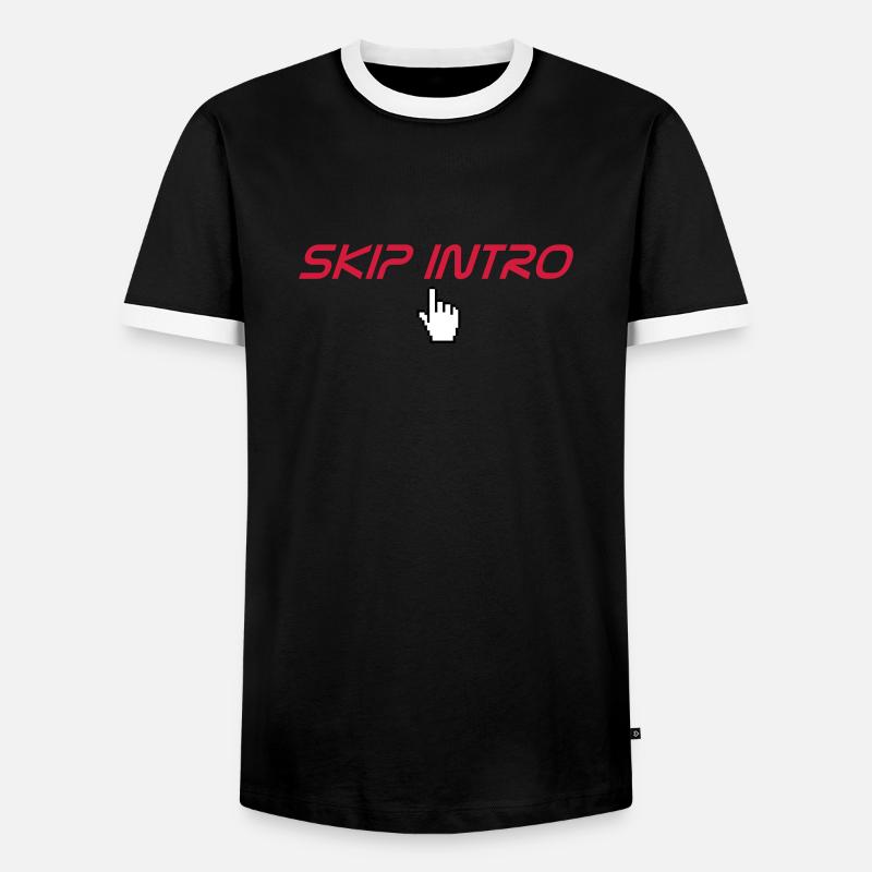skip intro - Men's Ringer Shirt - black/white