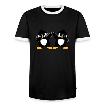 2 Pingouins Dab - T-shirt contrasté Homme - noir/blanc - Devant - AI Model Female 172 light (172cm) & AI Model Male 178 light (178cm)